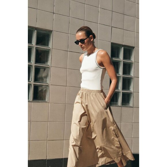 ZARA CONTRAST POPLIN MIDI DRESS - Picture 2 of 7